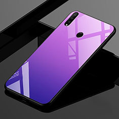 Coque Rebord Contour Silicone et Vitre Miroir Housse Etui Degrade Arc en Ciel pour Huawei P30 Lite New Edition Violet