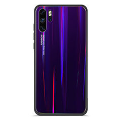 Coque Rebord Contour Silicone et Vitre Miroir Housse Etui Degrade Arc en Ciel pour Huawei P30 Pro New Edition Violet