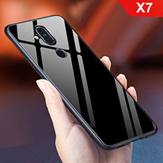 Coque Rebord Contour Silicone et Vitre Miroir Housse Etui Degrade Arc en Ciel pour Nokia X7 Noir