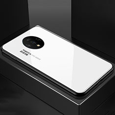 Coque Rebord Contour Silicone et Vitre Miroir Housse Etui Degrade Arc en Ciel pour OnePlus 7T Blanc