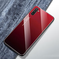 Coque Rebord Contour Silicone et Vitre Miroir Housse Etui Degrade Arc en Ciel pour Samsung Galaxy Note 10 5G Rouge