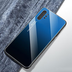 Coque Rebord Contour Silicone et Vitre Miroir Housse Etui Degrade Arc en Ciel pour Samsung Galaxy Note 10 Plus 5G Bleu