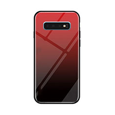 Coque Rebord Contour Silicone et Vitre Miroir Housse Etui Degrade Arc en Ciel pour Samsung Galaxy S10 5G Rouge