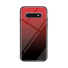 Coque Rebord Contour Silicone et Vitre Miroir Housse Etui Degrade Arc en Ciel pour Samsung Galaxy S10 Plus Rouge