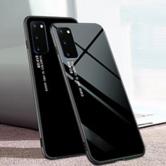 Coque Rebord Contour Silicone et Vitre Miroir Housse Etui Degrade Arc en Ciel pour Samsung Galaxy S20 5G Noir