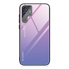 Coque Rebord Contour Silicone et Vitre Miroir Housse Etui Degrade Arc en Ciel pour Samsung Galaxy S21 Ultra 5G Violet Clair