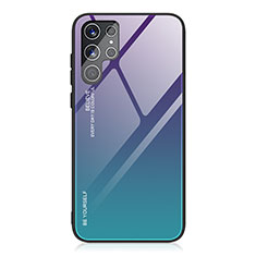 Coque Rebord Contour Silicone et Vitre Miroir Housse Etui Degrade Arc en Ciel pour Samsung Galaxy S22 Ultra 5G Violet
