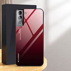 Coque Rebord Contour Silicone et Vitre Miroir Housse Etui Degrade Arc en Ciel pour Samsung Galaxy S24 Plus 5G Rouge