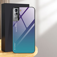 Coque Rebord Contour Silicone et Vitre Miroir Housse Etui Degrade Arc en Ciel pour Samsung Galaxy S24 Plus 5G Violet