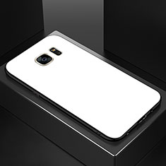 Coque Rebord Contour Silicone et Vitre Miroir Housse Etui Degrade Arc en Ciel pour Samsung Galaxy S7 Edge G935F Blanc