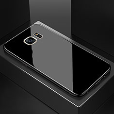 Coque Rebord Contour Silicone et Vitre Miroir Housse Etui Degrade Arc en Ciel pour Samsung Galaxy S7 Edge G935F Noir