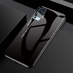 Coque Rebord Contour Silicone et Vitre Miroir Housse Etui Degrade Arc en Ciel pour Vivo X50 Pro 5G Noir
