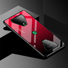 Coque Rebord Contour Silicone et Vitre Miroir Housse Etui Degrade Arc en Ciel pour Xiaomi Black Shark 3 Pro Rouge