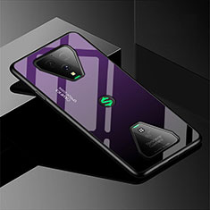 Coque Rebord Contour Silicone et Vitre Miroir Housse Etui Degrade Arc en Ciel pour Xiaomi Black Shark 3 Pro Violet