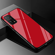 Coque Rebord Contour Silicone et Vitre Miroir Housse Etui Degrade Arc en Ciel pour Xiaomi Mi 10T 5G Rouge