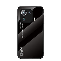 Coque Rebord Contour Silicone et Vitre Miroir Housse Etui Degrade Arc en Ciel pour Xiaomi Mi 11 Pro 5G Noir