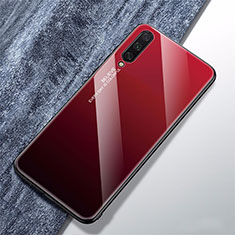 Coque Rebord Contour Silicone et Vitre Miroir Housse Etui Degrade Arc en Ciel pour Xiaomi Mi A3 Rouge