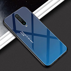 Coque Rebord Contour Silicone et Vitre Miroir Housse Etui Degrade Arc en Ciel pour Xiaomi Poco X2 Bleu