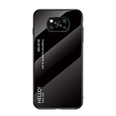 Coque Rebord Contour Silicone et Vitre Miroir Housse Etui Degrade Arc en Ciel pour Xiaomi Poco X3 NFC Noir