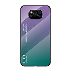 Coque Rebord Contour Silicone et Vitre Miroir Housse Etui Degrade Arc en Ciel pour Xiaomi Poco X3 NFC Violet
