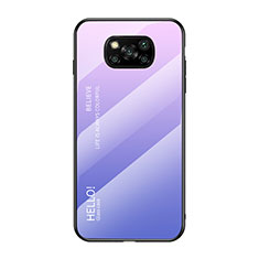 Coque Rebord Contour Silicone et Vitre Miroir Housse Etui Degrade Arc en Ciel pour Xiaomi Poco X3 NFC Violet Clair