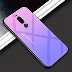 Coque Rebord Contour Silicone et Vitre Miroir Housse Etui Degrade Arc en Ciel pour Xiaomi Redmi 8 Violet
