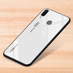 Coque Rebord Contour Silicone et Vitre Miroir Housse Etui Degrade Arc en Ciel pour Xiaomi Redmi Note 7 Pro Blanc