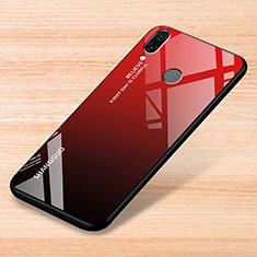 Coque Rebord Contour Silicone et Vitre Miroir Housse Etui Degrade Arc en Ciel pour Xiaomi Redmi Note 7 Pro Rouge