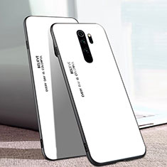 Coque Rebord Contour Silicone et Vitre Miroir Housse Etui Degrade Arc en Ciel pour Xiaomi Redmi Note 8 Pro Blanc