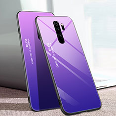 Coque Rebord Contour Silicone et Vitre Miroir Housse Etui Degrade Arc en Ciel pour Xiaomi Redmi Note 8 Pro Violet