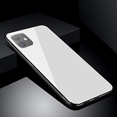 Coque Rebord Contour Silicone et Vitre Miroir Housse Etui M01 pour Apple iPhone 11 Blanc