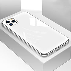 Coque Rebord Contour Silicone et Vitre Miroir Housse Etui M01 pour Apple iPhone 11 Pro Max Blanc