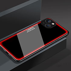 Coque Rebord Contour Silicone et Vitre Miroir Housse Etui M01 pour Apple iPhone 13 Mini Rouge
