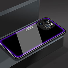 Coque Rebord Contour Silicone et Vitre Miroir Housse Etui M01 pour Apple iPhone 13 Pro Violet