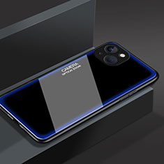 Coque Rebord Contour Silicone et Vitre Miroir Housse Etui M01 pour Apple iPhone 14 Plus Bleu