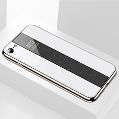 Coque Rebord Contour Silicone et Vitre Miroir Housse Etui M01 pour Apple iPhone 6S Blanc