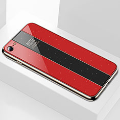 Coque Rebord Contour Silicone et Vitre Miroir Housse Etui M01 pour Apple iPhone 6S Rouge