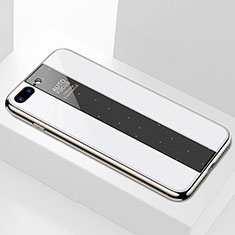Coque Rebord Contour Silicone et Vitre Miroir Housse Etui M01 pour Apple iPhone 7 Plus Blanc