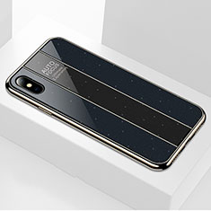 Coque Rebord Contour Silicone et Vitre Miroir Housse Etui M01 pour Apple iPhone Xs Max Noir
