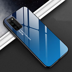 Coque Rebord Contour Silicone et Vitre Miroir Housse Etui M01 pour Huawei Honor 30 Lite 5G Bleu