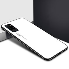 Coque Rebord Contour Silicone et Vitre Miroir Housse Etui M01 pour Huawei Honor Play4 Pro 5G Blanc