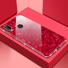Coque Rebord Contour Silicone et Vitre Miroir Housse Etui M01 pour Huawei Honor View 10 Lite Rouge