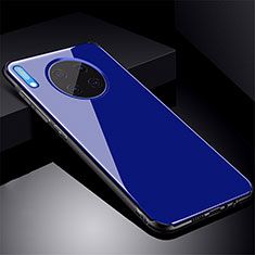 Coque Rebord Contour Silicone et Vitre Miroir Housse Etui M01 pour Huawei Mate 30 5G Bleu