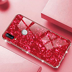 Coque Rebord Contour Silicone et Vitre Miroir Housse Etui M01 pour Huawei Nova 3e Rouge