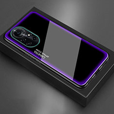 Coque Rebord Contour Silicone et Vitre Miroir Housse Etui M01 pour Huawei Nova 8 Pro 5G Violet