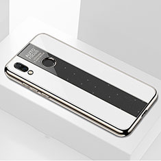 Coque Rebord Contour Silicone et Vitre Miroir Housse Etui M01 pour Huawei P Smart+ Plus Blanc