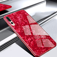 Coque Rebord Contour Silicone et Vitre Miroir Housse Etui M01 pour Huawei P20 Pro Rouge