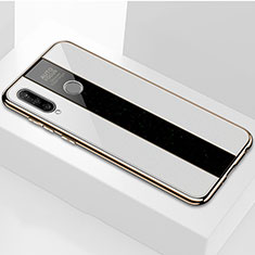 Coque Rebord Contour Silicone et Vitre Miroir Housse Etui M01 pour Huawei P30 Lite New Edition Blanc