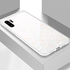 Coque Rebord Contour Silicone et Vitre Miroir Housse Etui M01 pour Huawei P30 Pro New Edition Blanc