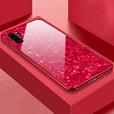 Coque Rebord Contour Silicone et Vitre Miroir Housse Etui M01 pour Huawei P30 Pro New Edition Rouge